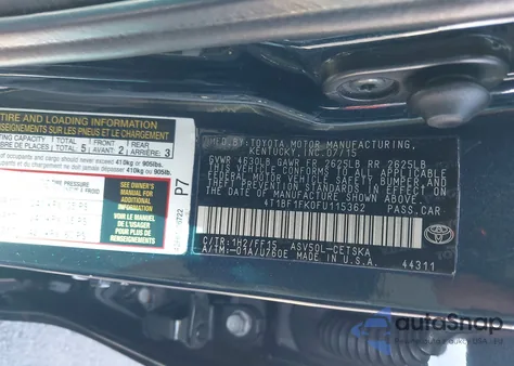 2015 Toyota Camry Se z USA, uszkodzony, nr VIN 4T1BF1FK0FU115362